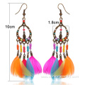 Multicolors Tiny Beads Feather Girls Earrings Alloy Earrings